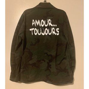 Etienne Marcel MADE IN USA  Camo Army Jacket "AMOUR TOUJOURS"  "LOVE ALWAYS"  S